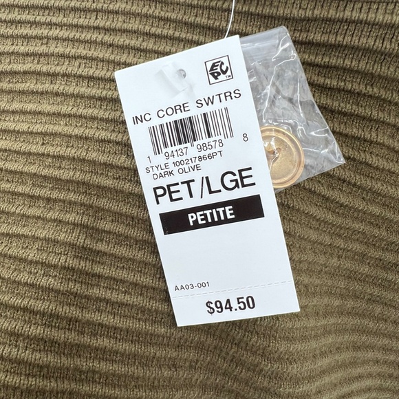I.n.c. international concepts petite textured cardigan sweater dark olive newpet - Picture 5 of 7